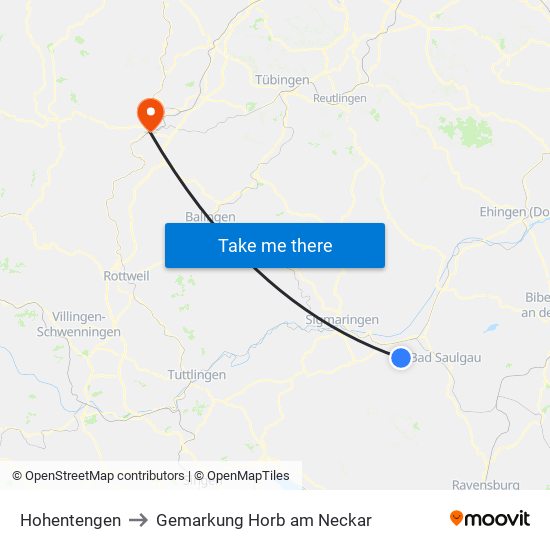 Hohentengen to Gemarkung Horb am Neckar map