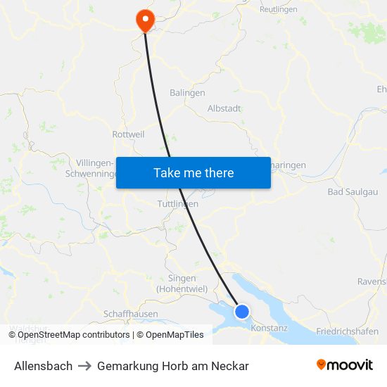 Allensbach to Gemarkung Horb am Neckar map