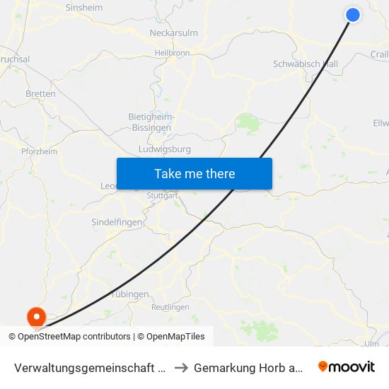 Verwaltungsgemeinschaft Gerabronn to Gemarkung Horb am Neckar map