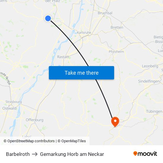 Barbelroth to Gemarkung Horb am Neckar map