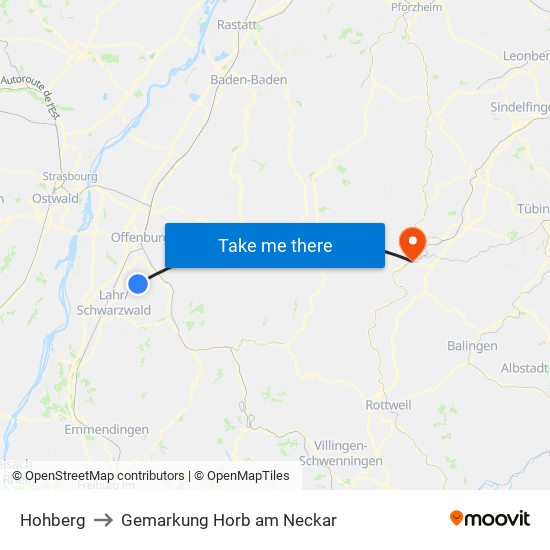 Hohberg to Gemarkung Horb am Neckar map