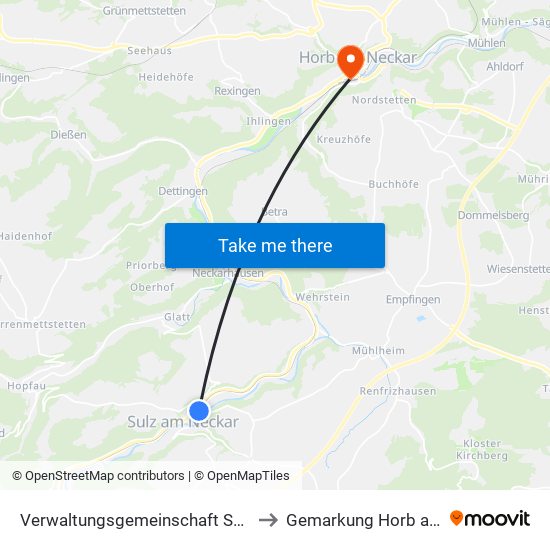 Verwaltungsgemeinschaft Sulz am Neckar to Gemarkung Horb am Neckar map