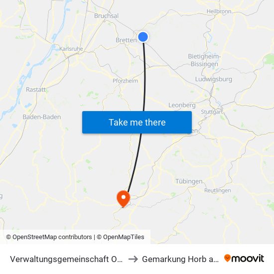 Verwaltungsgemeinschaft Oberderdingen to Gemarkung Horb am Neckar map