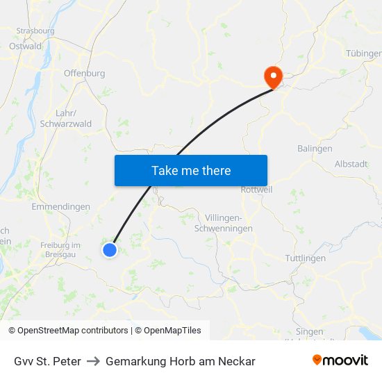 Gvv St. Peter to Gemarkung Horb am Neckar map