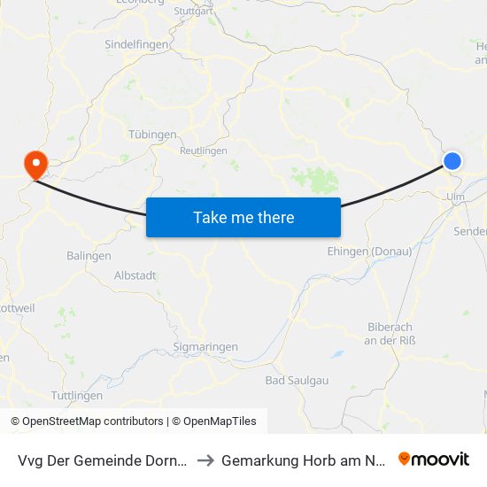 Vvg Der Gemeinde Dornstadt to Gemarkung Horb am Neckar map