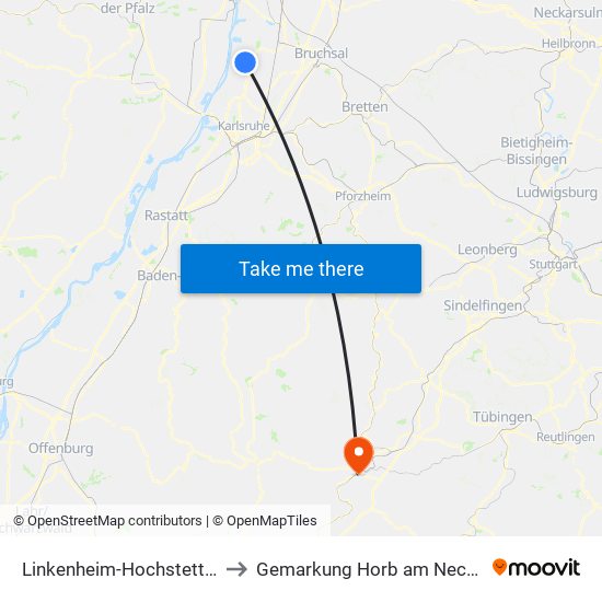 Linkenheim-Hochstetten to Gemarkung Horb am Neckar map