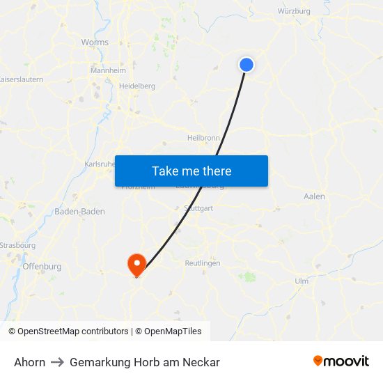 Ahorn to Gemarkung Horb am Neckar map