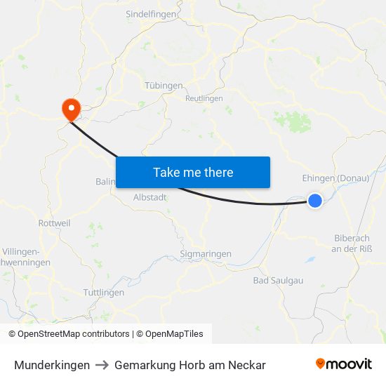 Munderkingen to Gemarkung Horb am Neckar map