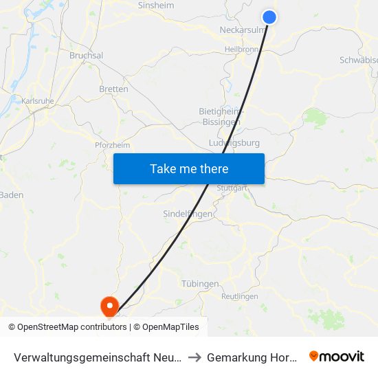 Verwaltungsgemeinschaft Neuenstadt am Kocher to Gemarkung Horb am Neckar map