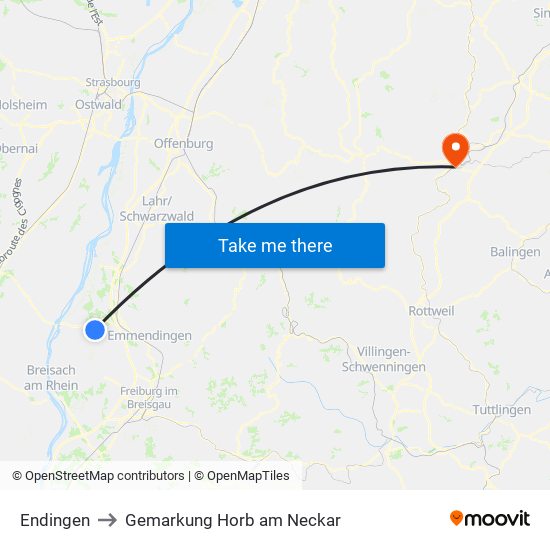 Endingen to Gemarkung Horb am Neckar map