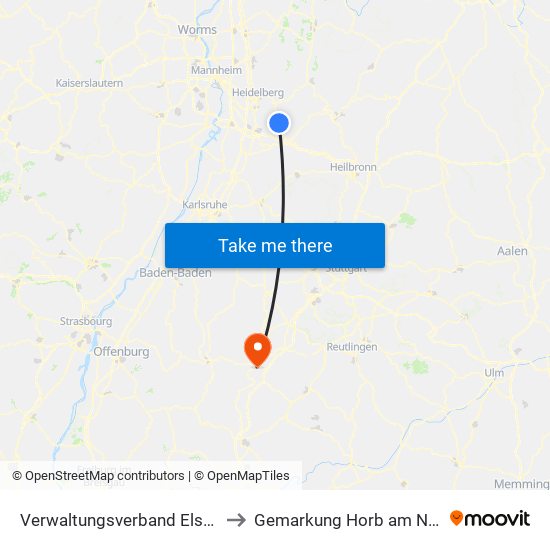 Verwaltungsverband Elsenztal to Gemarkung Horb am Neckar map