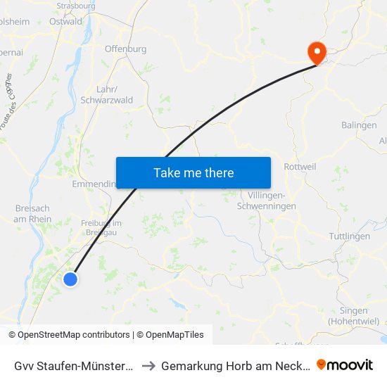 Gvv Staufen-Münstertal to Gemarkung Horb am Neckar map