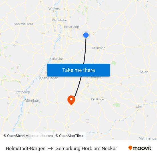 Helmstadt-Bargen to Gemarkung Horb am Neckar map