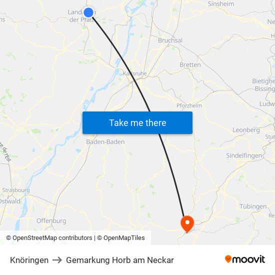 Knöringen to Gemarkung Horb am Neckar map