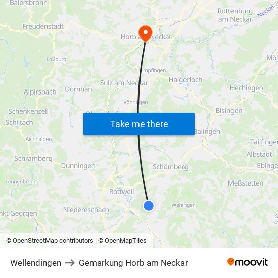 Wellendingen to Gemarkung Horb am Neckar map