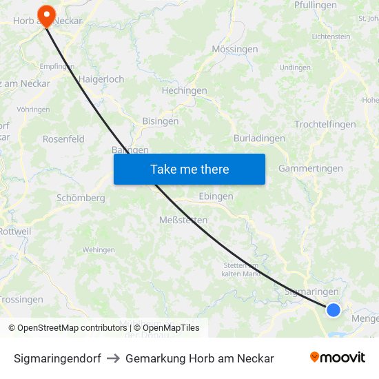 Sigmaringendorf to Gemarkung Horb am Neckar map