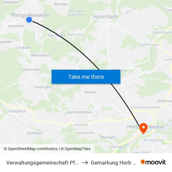 Verwaltungsgemeinschaft Pfalzgrafenweiler to Gemarkung Horb am Neckar map