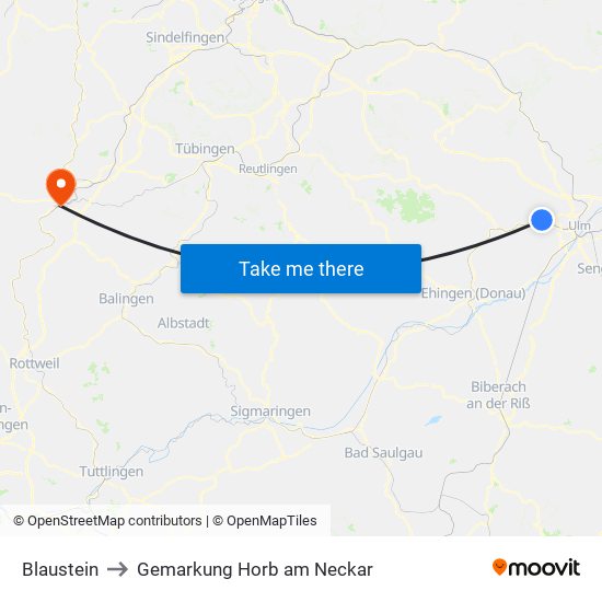 Blaustein to Gemarkung Horb am Neckar map