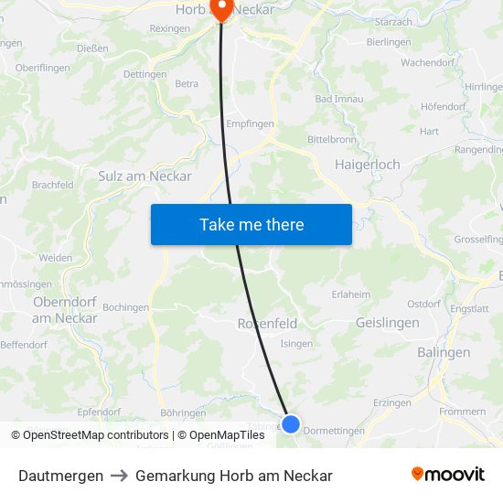 Dautmergen to Gemarkung Horb am Neckar map