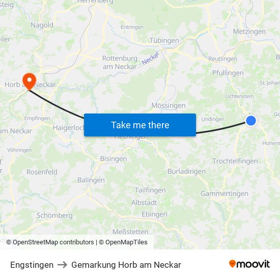 Engstingen to Gemarkung Horb am Neckar map