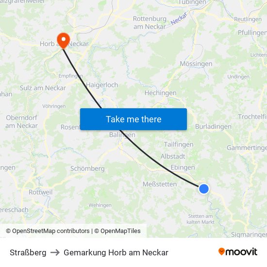 Straßberg to Gemarkung Horb am Neckar map