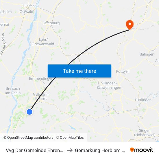 Vvg Der Gemeinde Ehrenkirchen to Gemarkung Horb am Neckar map