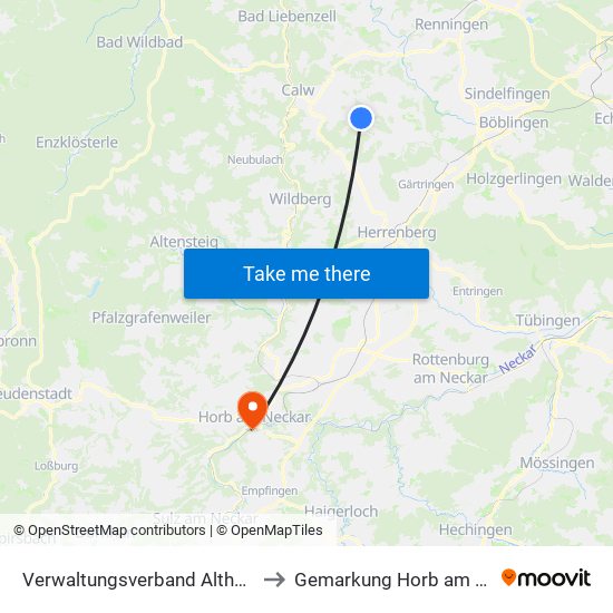 Verwaltungsverband Althengstett to Gemarkung Horb am Neckar map