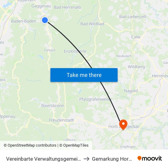 Vereinbarte Verwaltungsgemeinschaft Gernsbach to Gemarkung Horb am Neckar map