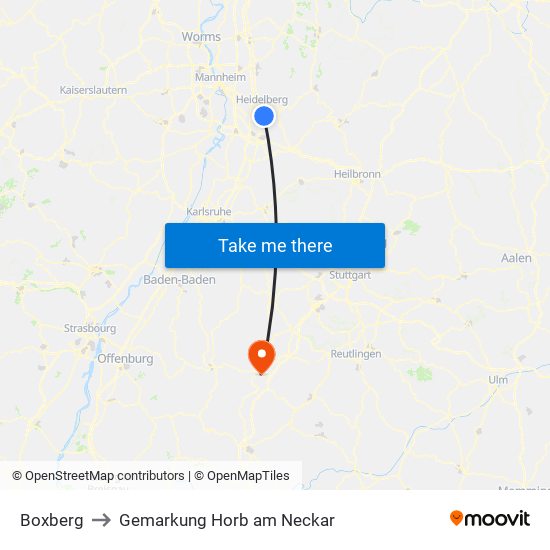 Boxberg to Gemarkung Horb am Neckar map