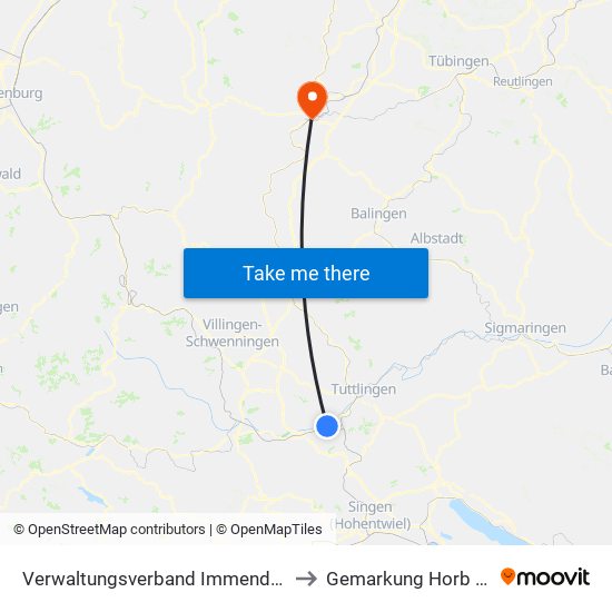 Verwaltungsverband Immendingen-Geisingen to Gemarkung Horb am Neckar map