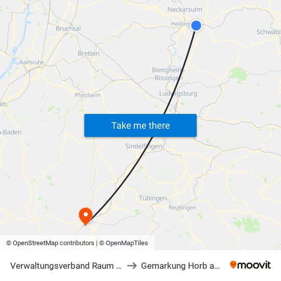 Verwaltungsverband Raum Weinsberg to Gemarkung Horb am Neckar map