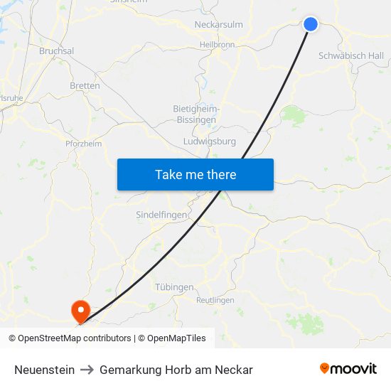 Neuenstein to Gemarkung Horb am Neckar map