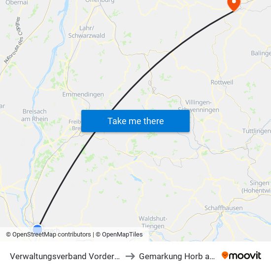 Verwaltungsverband Vorderes Kandertal to Gemarkung Horb am Neckar map