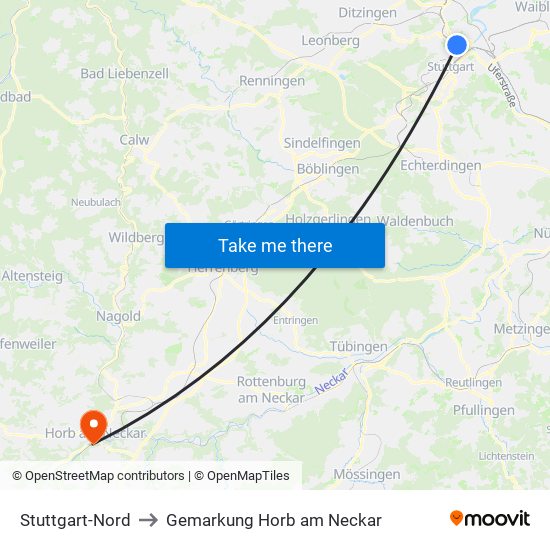 Stuttgart-Nord to Gemarkung Horb am Neckar map