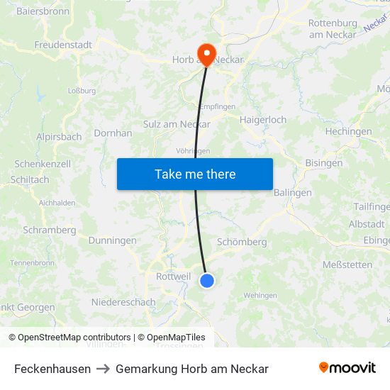 Feckenhausen to Gemarkung Horb am Neckar map