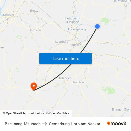 Backnang-Maubach to Gemarkung Horb am Neckar map