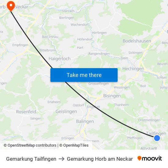 Gemarkung Tailfingen to Gemarkung Horb am Neckar map