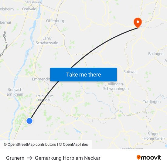 Grunern to Gemarkung Horb am Neckar map