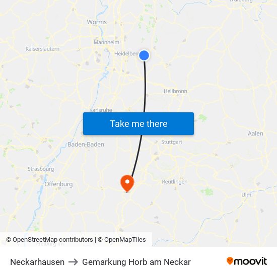 Neckarhausen to Gemarkung Horb am Neckar map