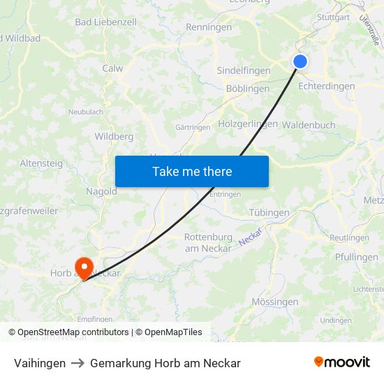 Vaihingen to Gemarkung Horb am Neckar map