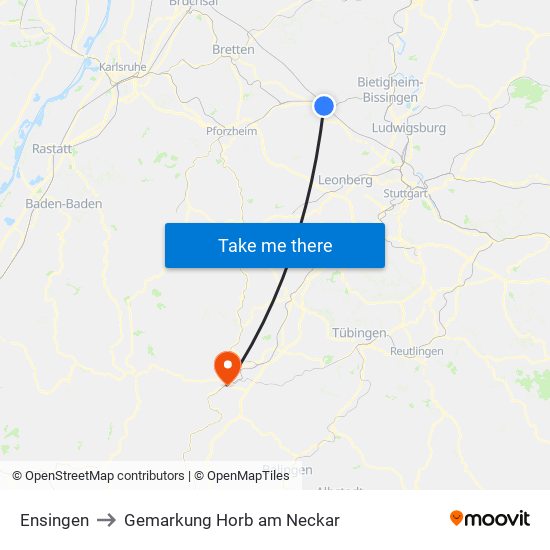 Ensingen to Gemarkung Horb am Neckar map