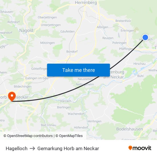 Hagelloch to Gemarkung Horb am Neckar map