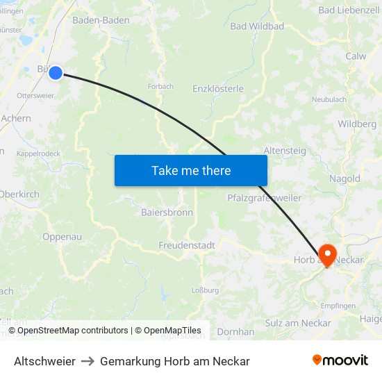 Altschweier to Gemarkung Horb am Neckar map