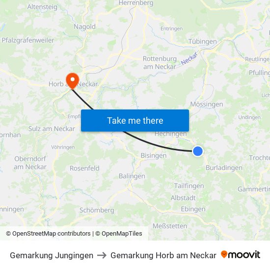 Gemarkung Jungingen to Gemarkung Horb am Neckar map