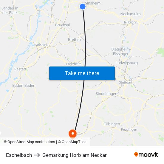 Eschelbach to Gemarkung Horb am Neckar map