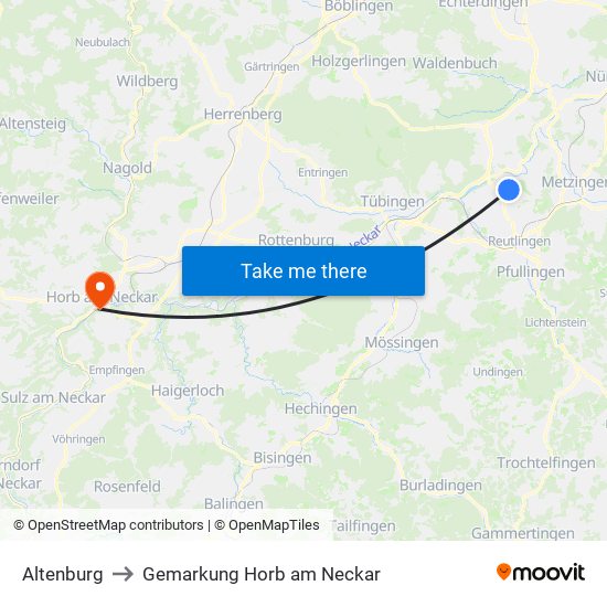 Altenburg to Gemarkung Horb am Neckar map