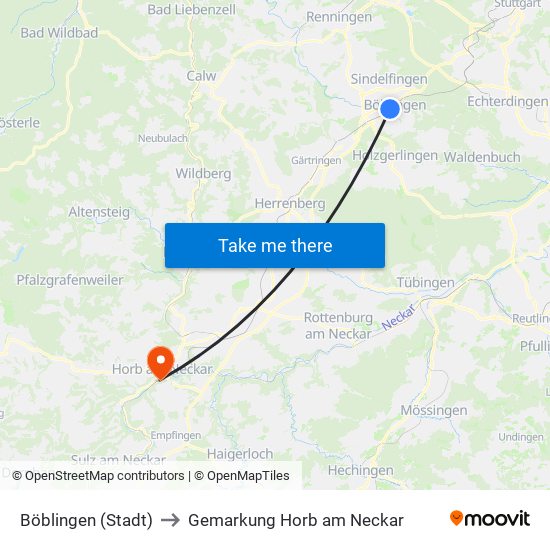 Böblingen (Stadt) to Gemarkung Horb am Neckar map