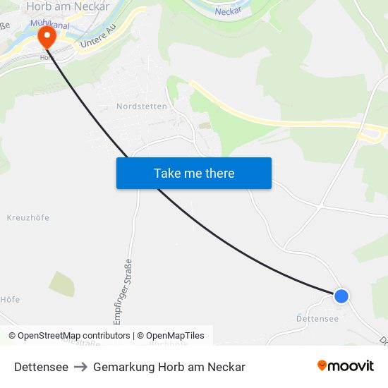 Dettensee to Gemarkung Horb am Neckar map