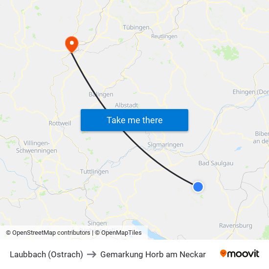 Laubbach (Ostrach) to Gemarkung Horb am Neckar map