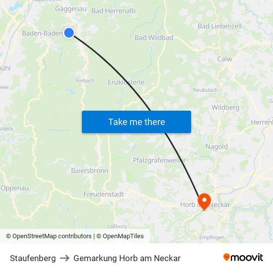 Staufenberg to Gemarkung Horb am Neckar map